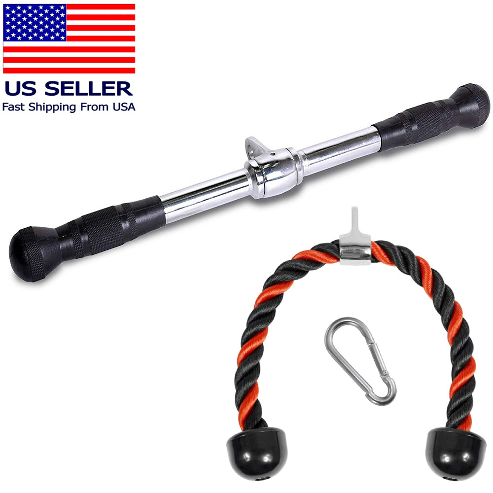 Home Gym Cable Attachment Handle Machine Strength Exercise Chrome Press Down Bar