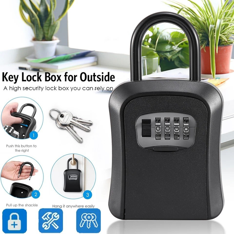 Key Lock Box for Outside-Combination Lockbox for House Key-PortableWall Mounted