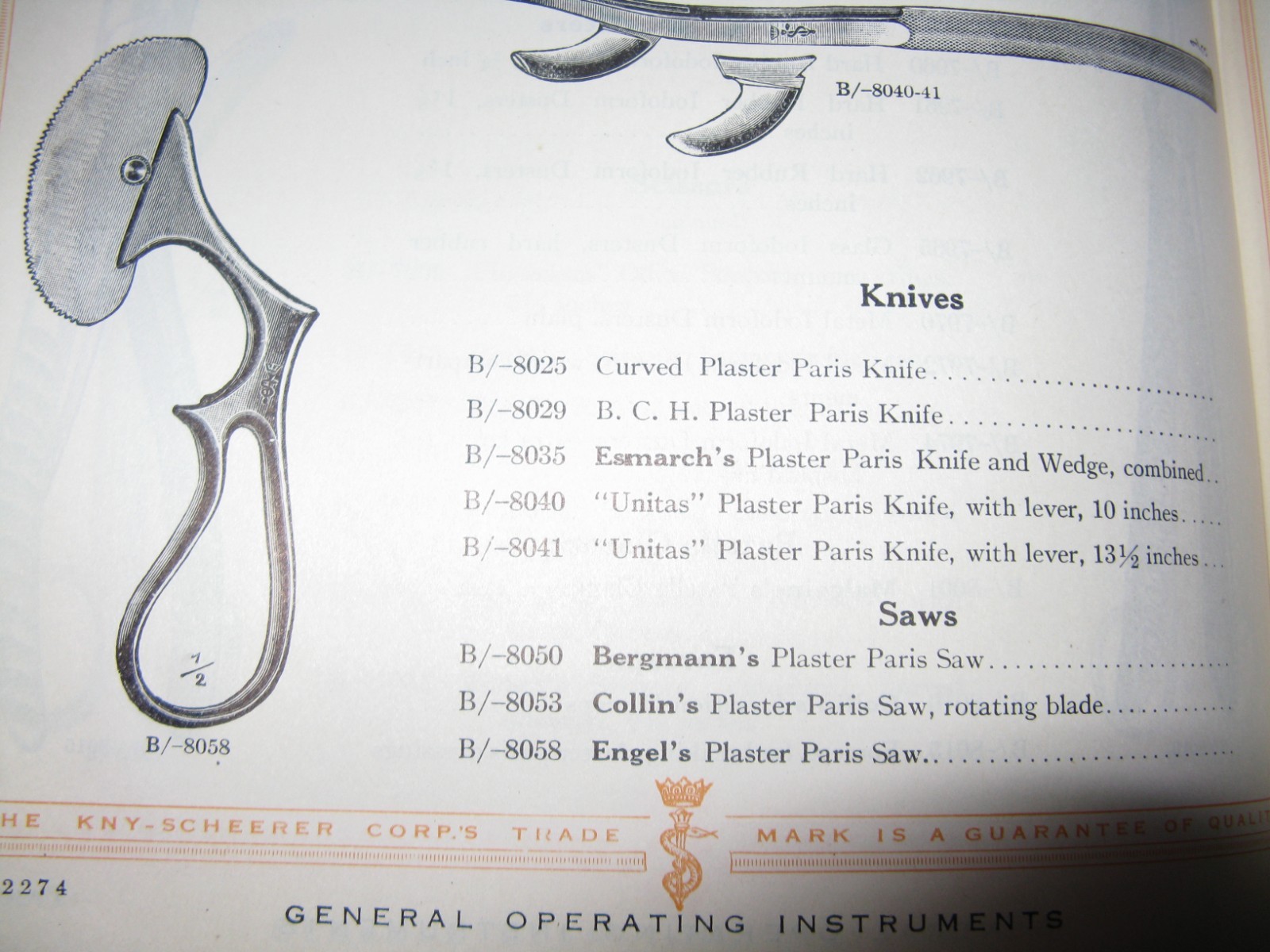 Cast Saw, Engel's Plaster of Paris Saw