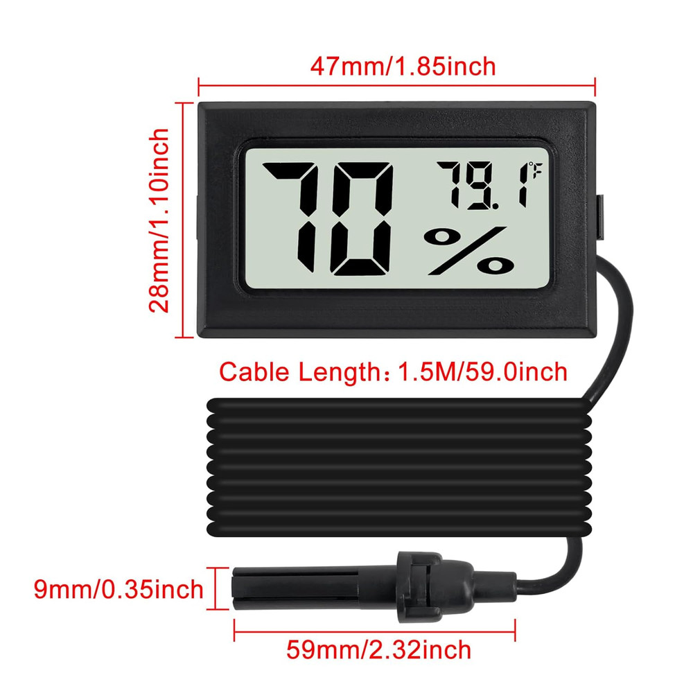 3Pcs Mini Digital Thermometer Hygrometer with Probe Electronic Temperature Hu...