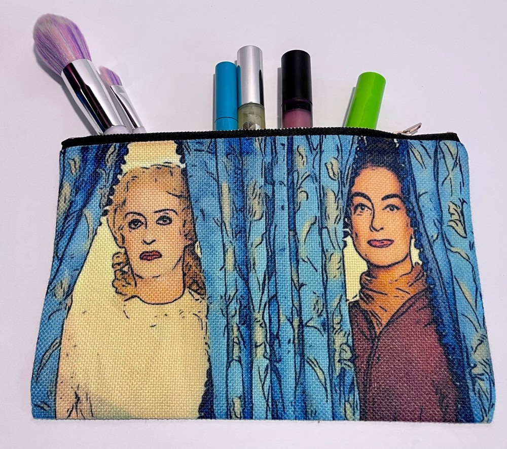 Bette  vs. Joan cotton/ linen make up bag