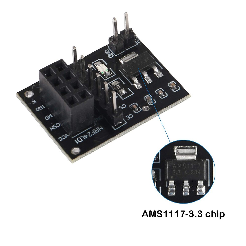 2Pcs NRF24L01+PA+LNA RF Wireless Transceiver Module with SMA Antenna black