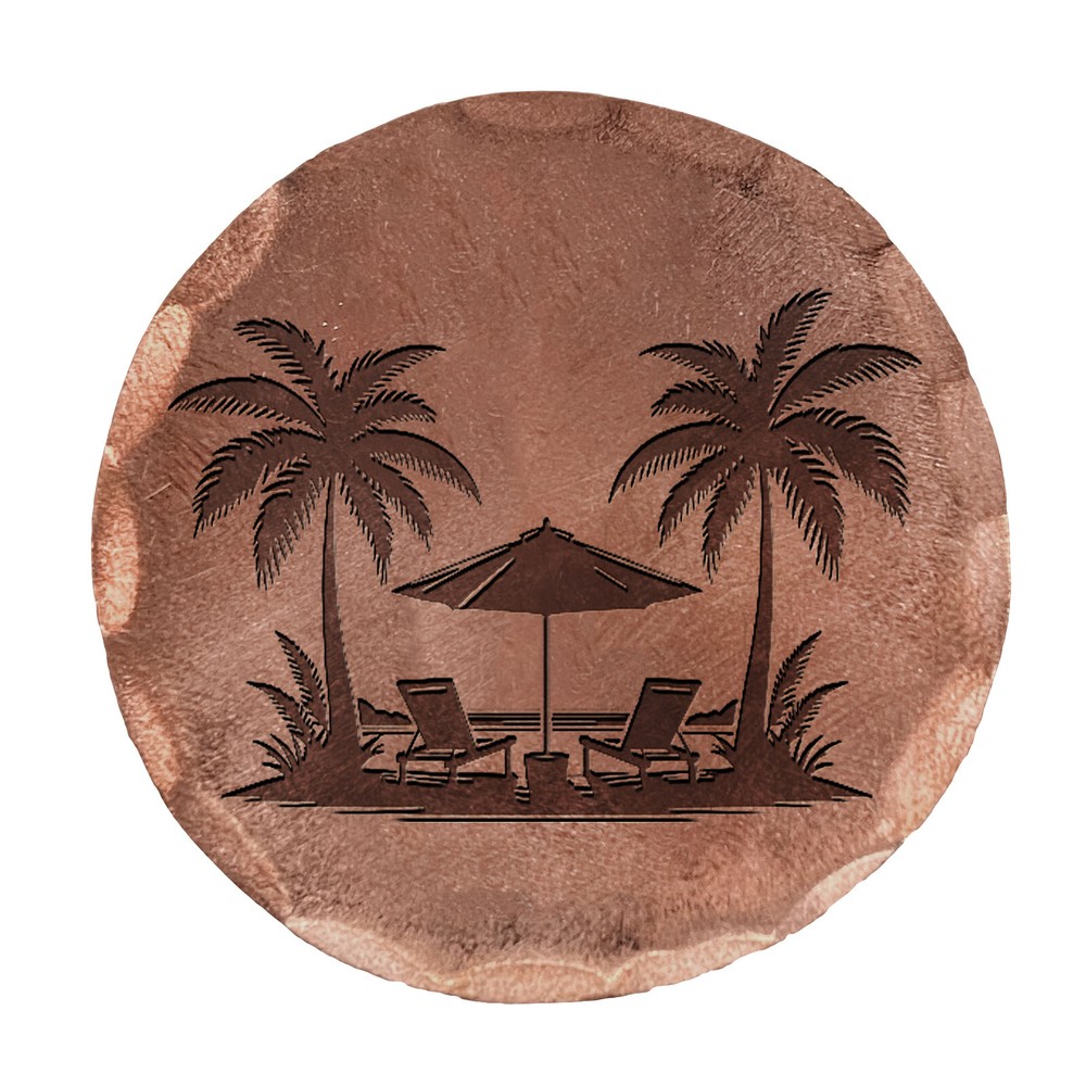 Palm Trees Embossed Copper Golf Ball Marker by Sunfish