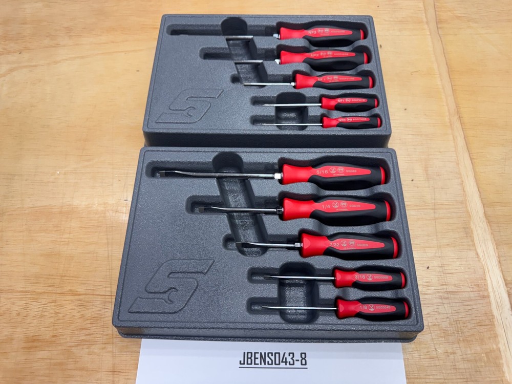 Snap-on Tools NEW 10pc RED Soft Grip Phillips & Flat Head Screwdriver Sets