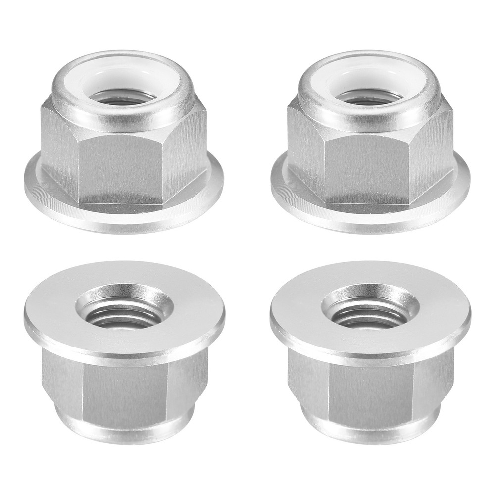 Nylon Insert Hex Lock Nuts, 4pcs - M8x1.25mm Self-Locking Nut(Silver)
