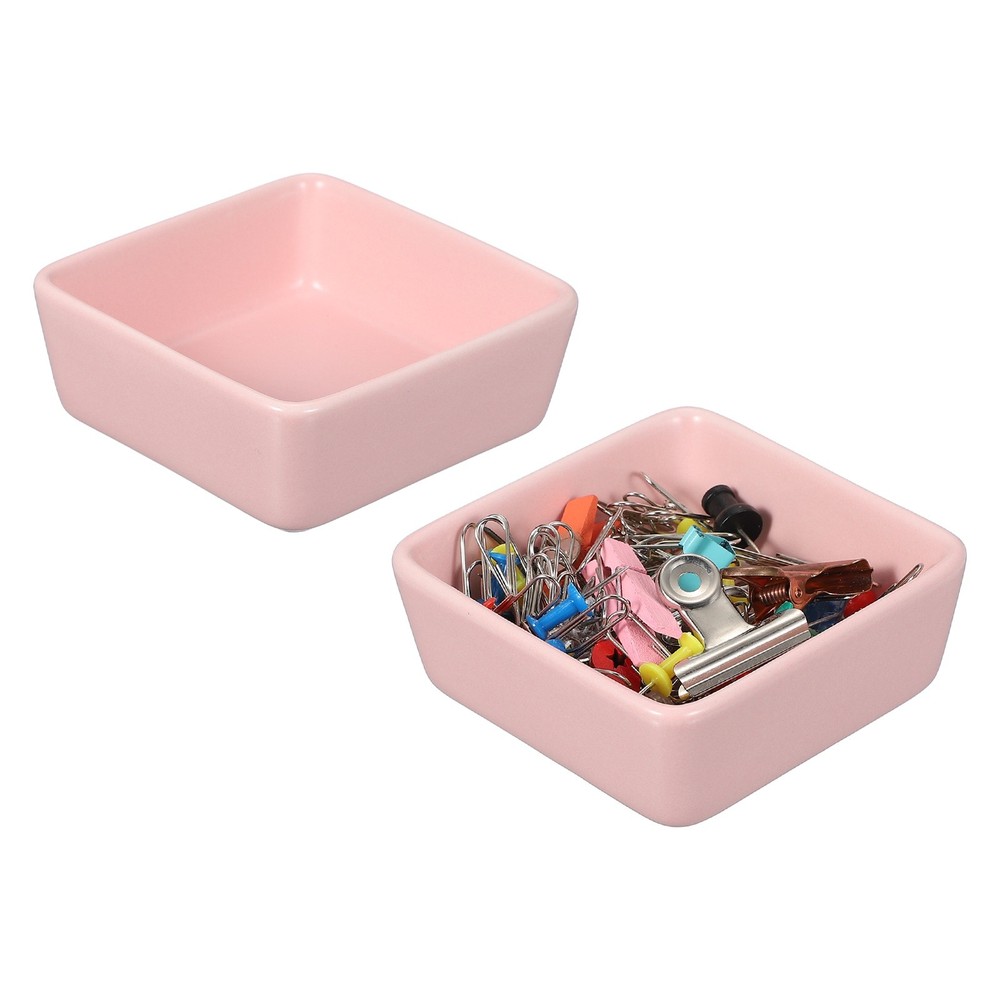 2 Pcs Square Paper Clip Holders, Pink