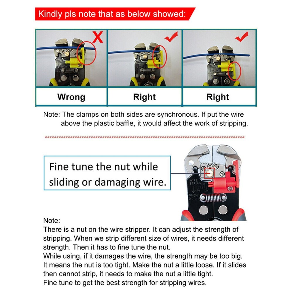 Automatic Wire Striper Cutter Stripper 8" Professional Crimper Terminal Tool