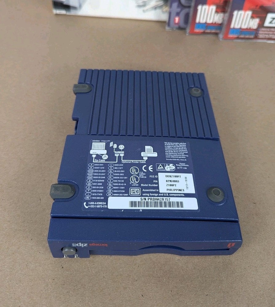Iomega Zip 100 Parallel Port External Drive System Bundle Z100P2 TESTED VG