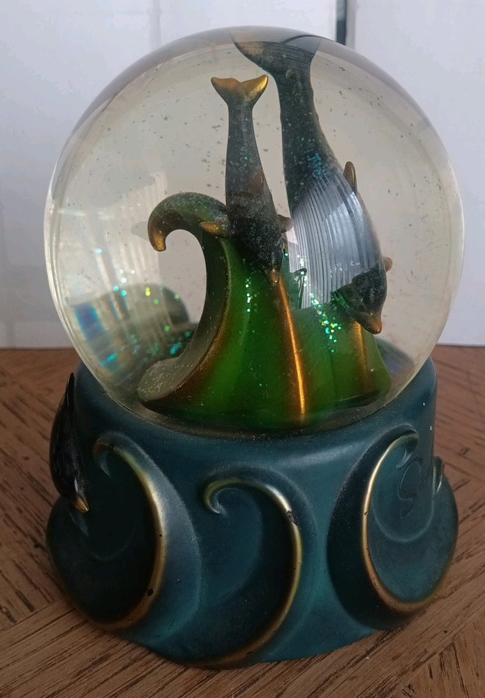 Sea World Globe - Double Dolphins- Gray Base No Chips