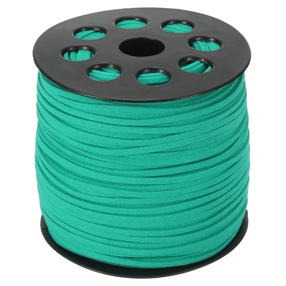 Suede Lanyard String with Roll Spool 98Yard, Flat Microfiber Cord, Peacock Green