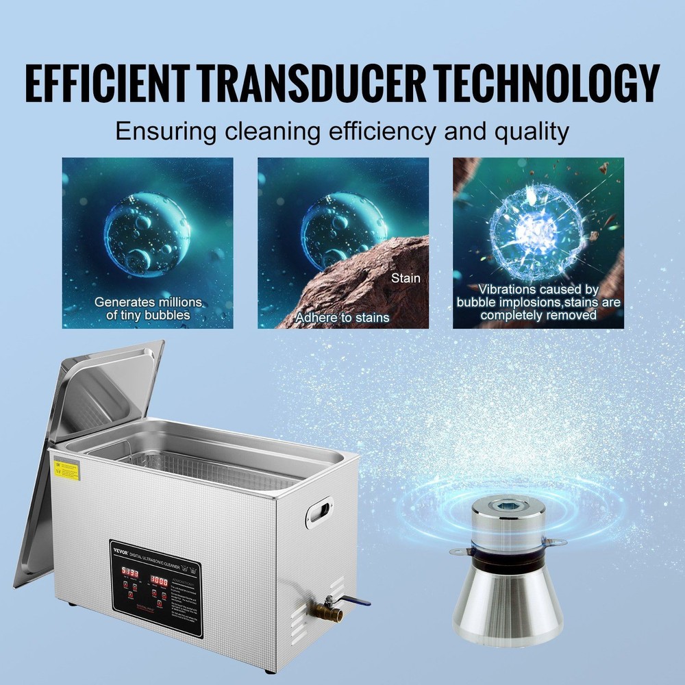 30L Efficient Ultrasonic Cleaning Machine 40kHz Heated Operation Digital Panel