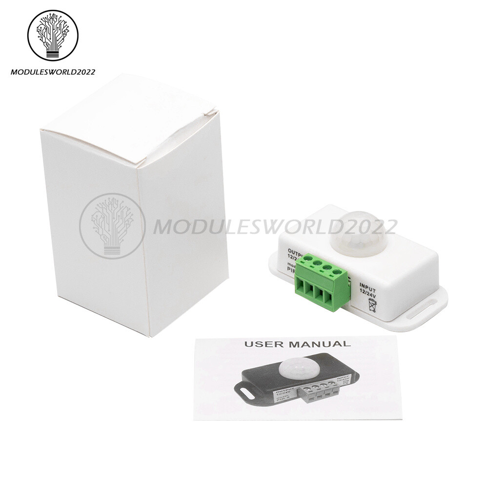 DC 12V-24V 8A/6A Automatic Adjustable Infrared PIR LED Motion Sensor Switch
