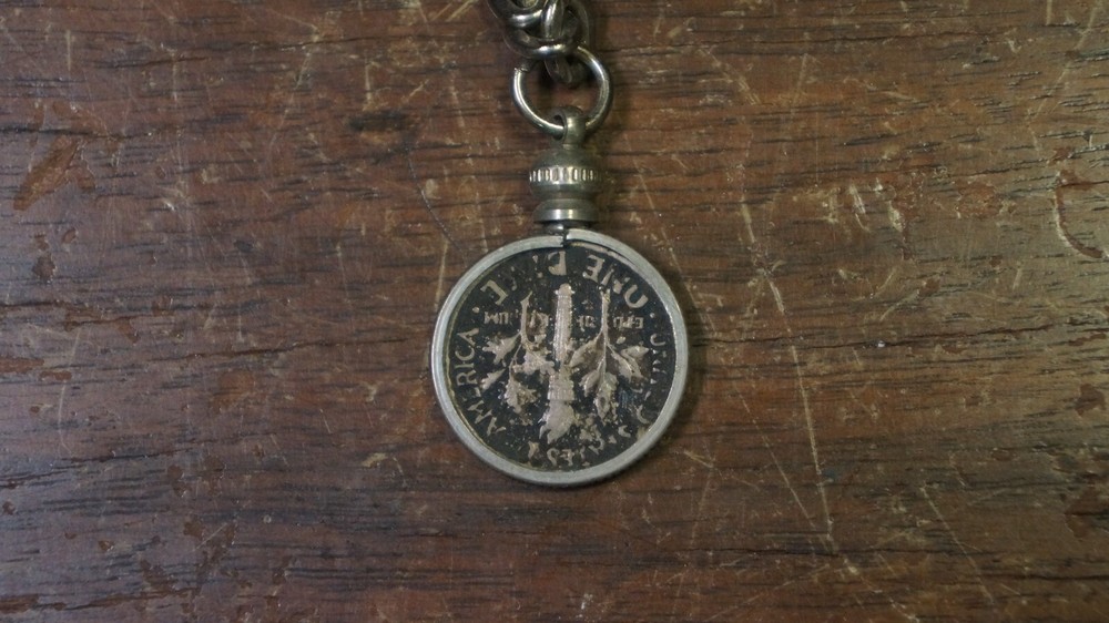 1964 SILVER DIME CIRCULATED KEY CHAIN