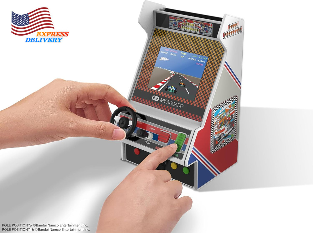 Pole Position Racing Player: Retro Mini Arcade Game Console with 2 Games