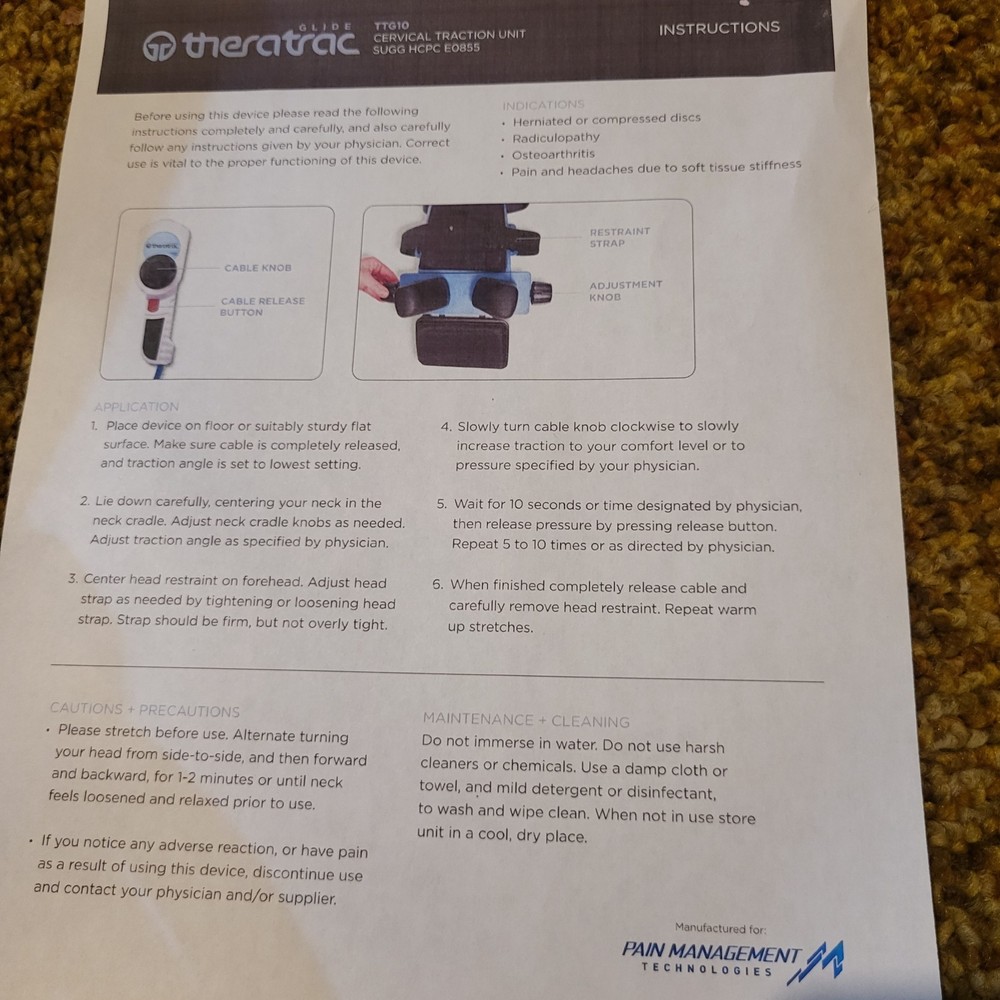 THERATRAC GLIDE TTG10 CERVICAL TRACTION UNIT