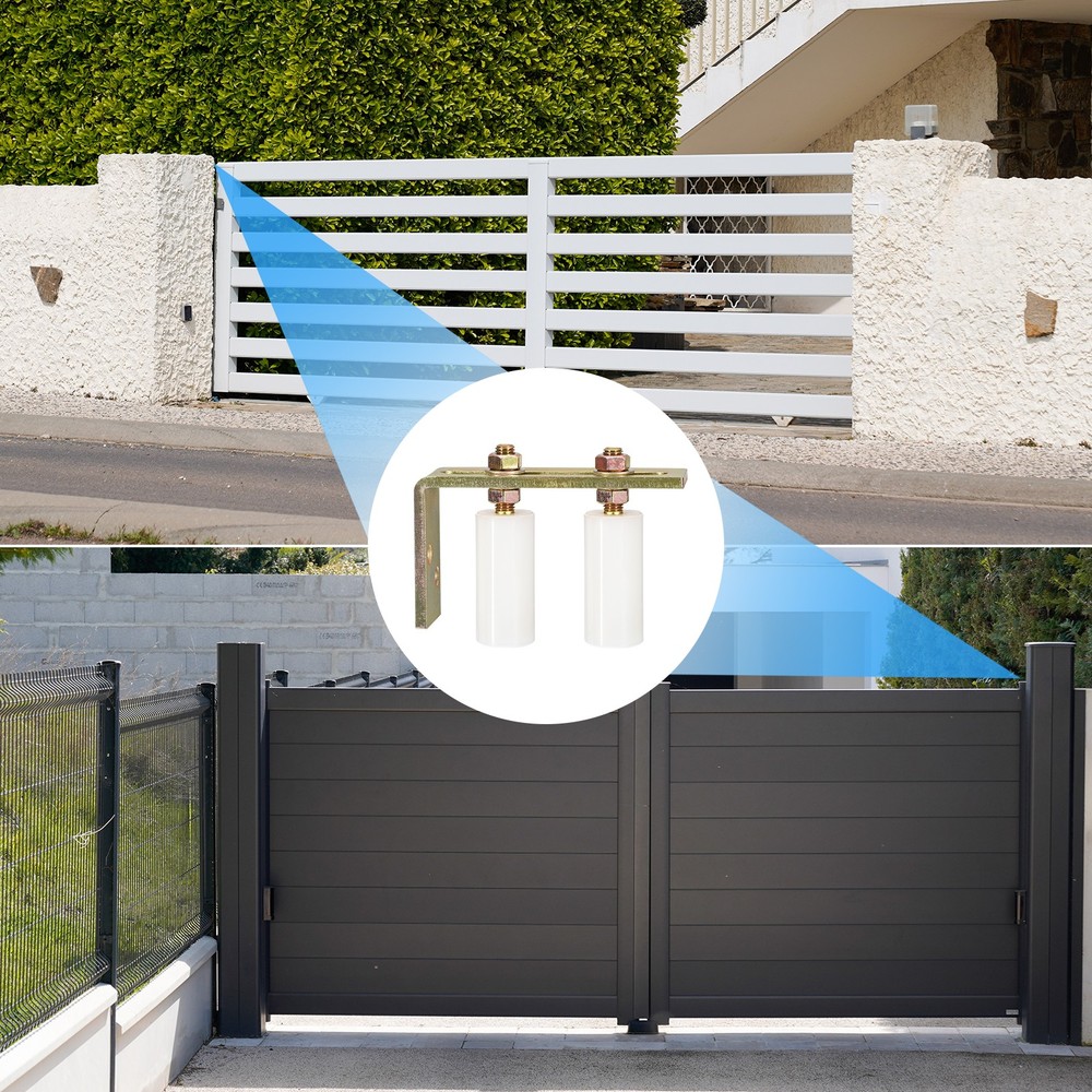 Slide Gate Guide Roller with L Post Bracket 3" Dual Rollers Gate White