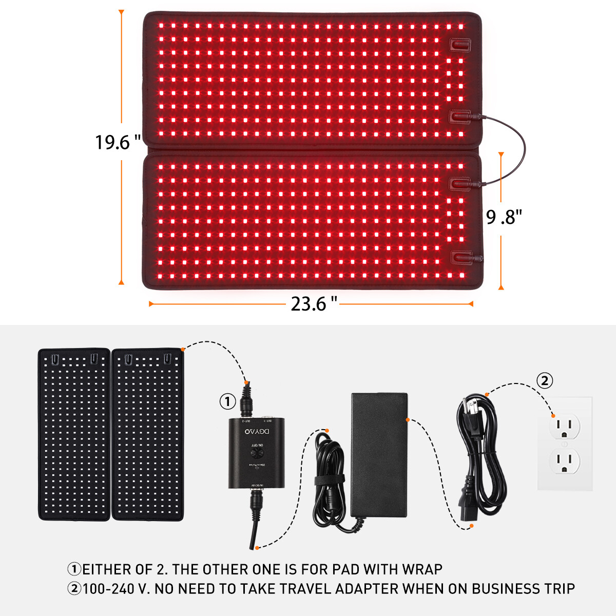 DGYAO Red Light 880 Infrared Light Therapy Pad Panel For Full Body Pain Relief