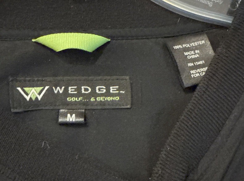 Wedge Windbreaker Black Golf Pullover Size Medium Lightweight Crew Neck