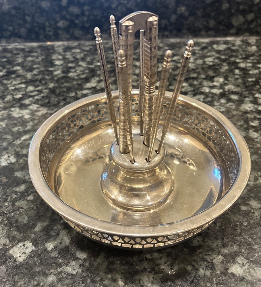 Farberware Silver-Tone Metal Round Nutcracker & Picks With Nut Dish