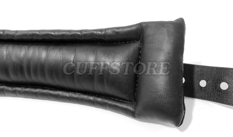 Adjustable Black Leather Handcuffs Bondage Restraint