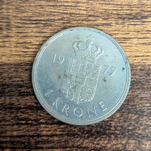 1977 Denmark One Krone Coin. BO