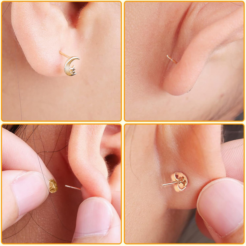 30Pcs Earring Backs for Studs, 18K Gold Butterfly Shape Ear Backings Replacement