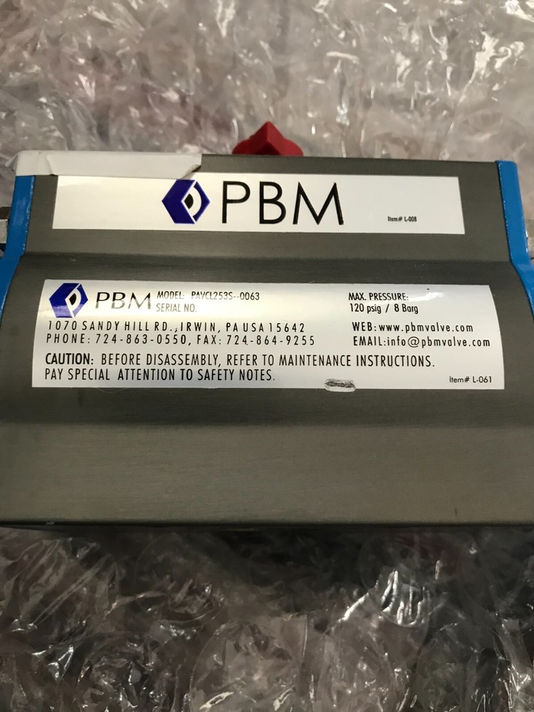 PBM PAVCL253S--0063 SPRING RETURN PNEUMATIC ACTUATOR.