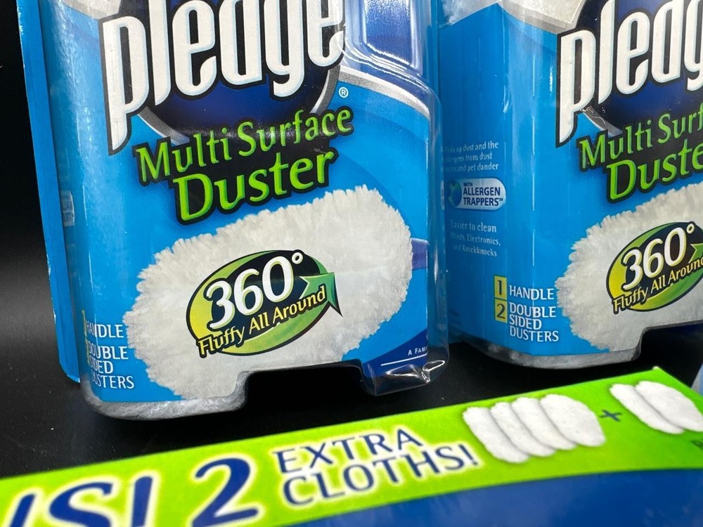 New Pledge Multi Surface Duster & Refills 16 Double Sided Dusters w/ 2 Handles