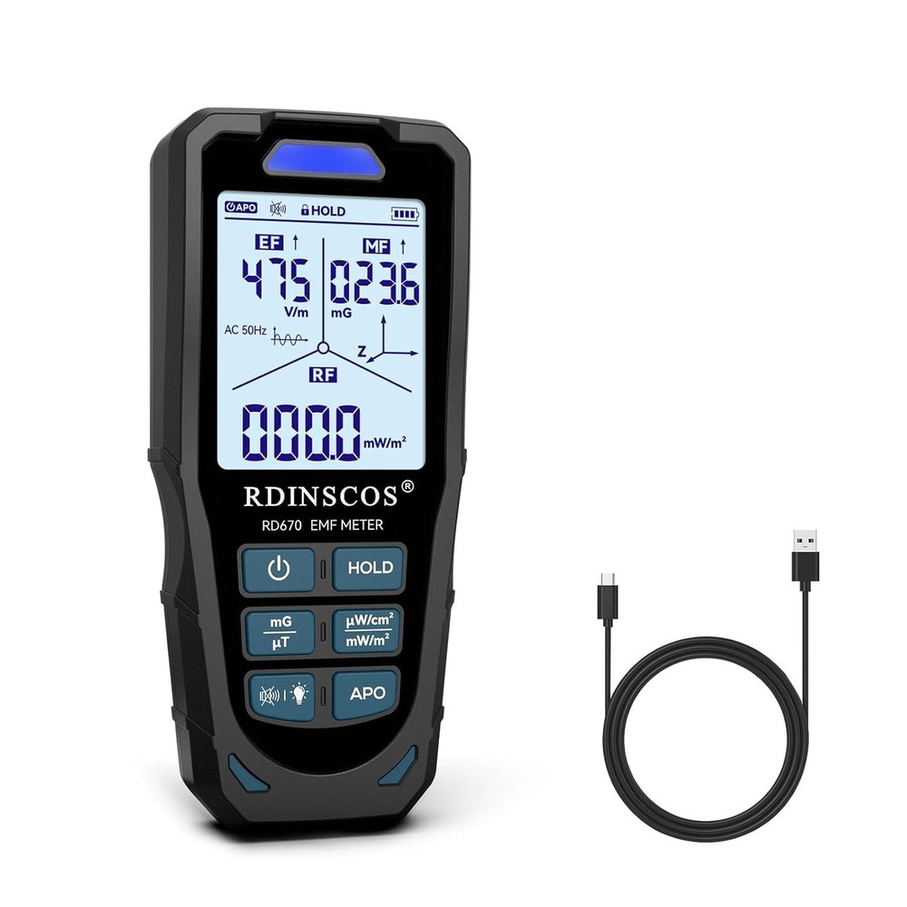 Multi-Sensor EMF Detector for Electric & RF Fields - Instant Alerts & Mute Mode