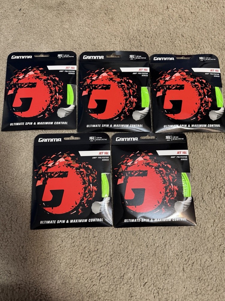 5 Sets GAMMA JET 16L  POLYESTER TENNIS STRING LIME