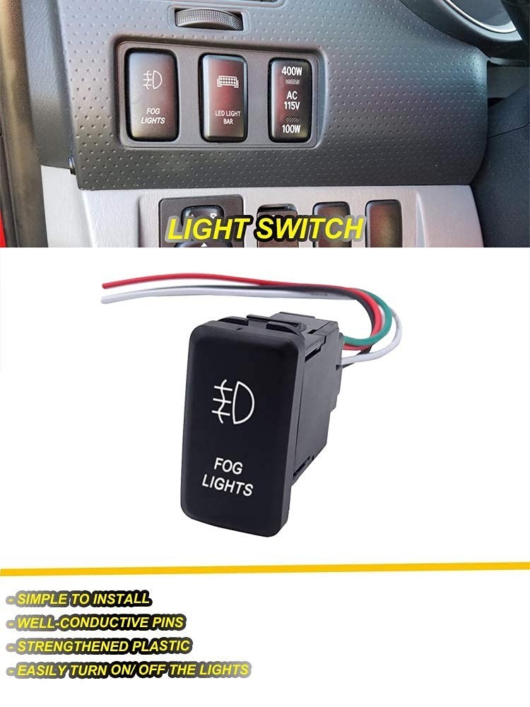 Fog Lights Symbol Push Switch White Backlight ON-Off Switch with Connector Wi