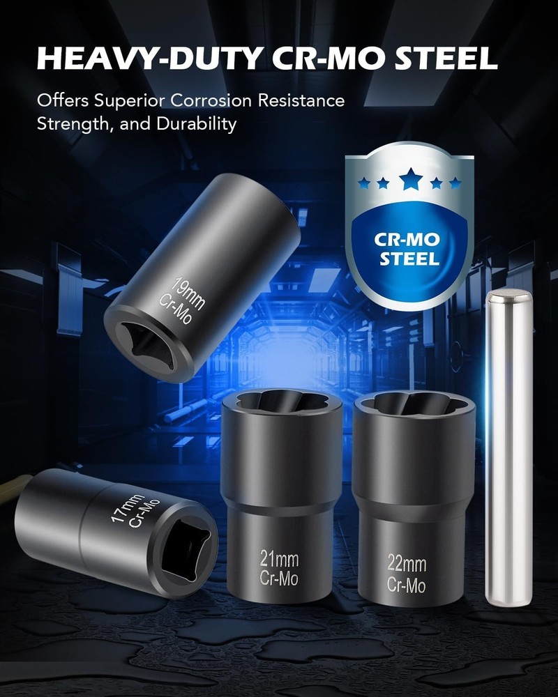 Orion Motor Tech Twist Socket Tool Set 5-Pc Nut & Bolt Extractor 1/2 Drive US