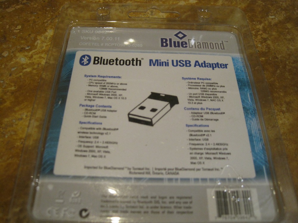 NEW... Blue Diamond Mini USB BlueTooth Adapter ...NEW