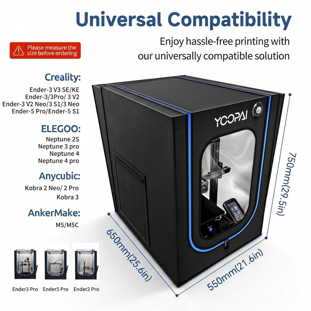 3D Priter Enclosure with LED Light Dustproof Fireproof Waterproof Fank