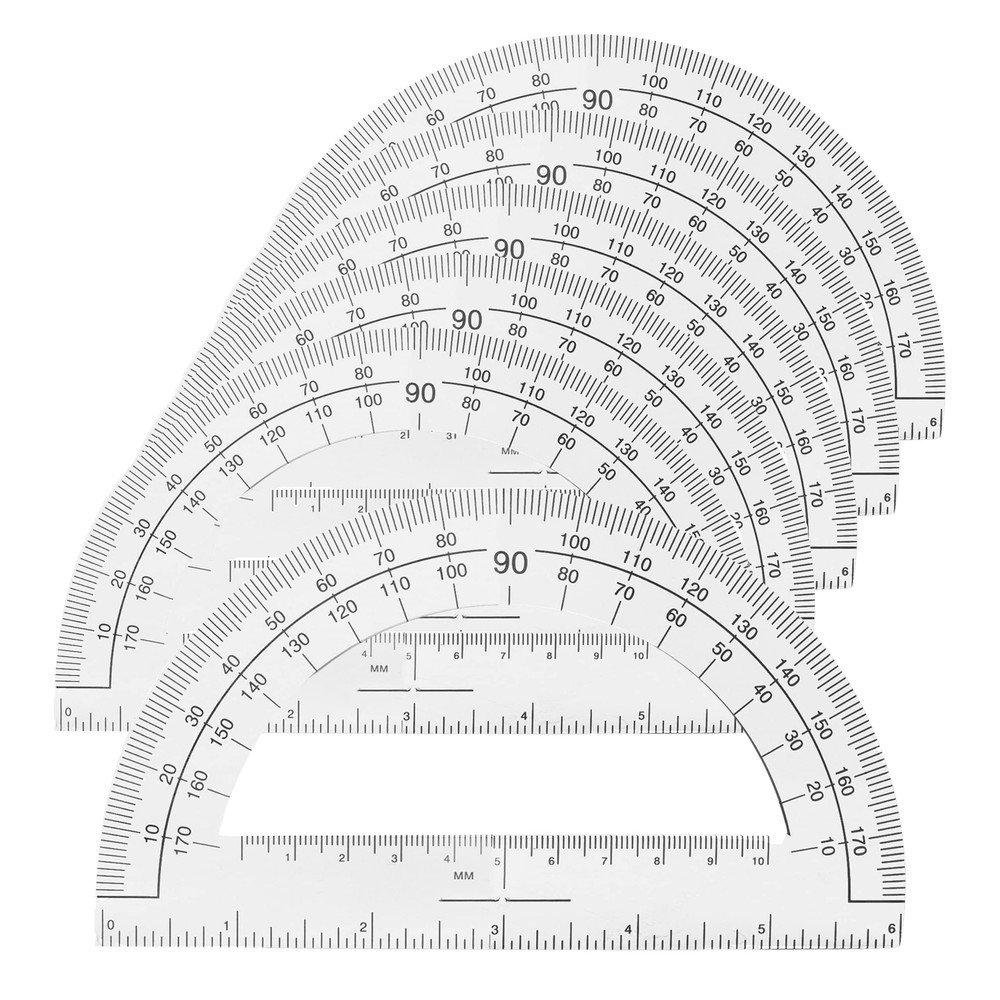 6 Pieces Clear Plastic Protractor 6 Inch 180 Degrees Geometry Tools