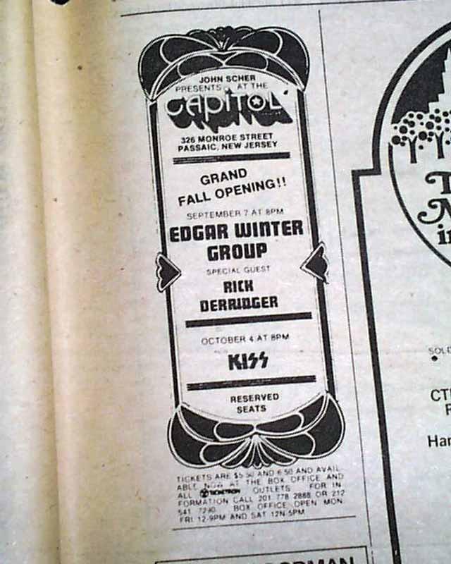 Early Ace Frehley KISS Hard Rock Band Gene Simmons Concert 1975 ADVERTISEMENT