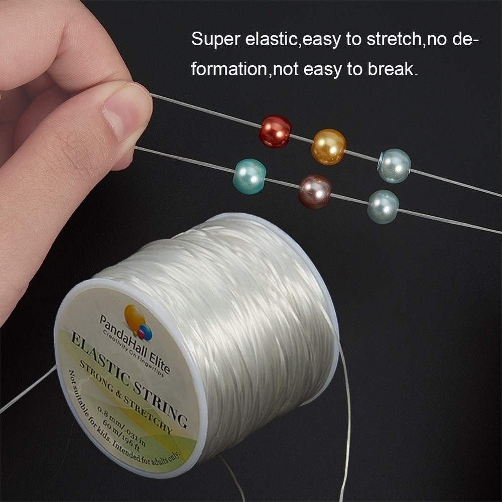 PH PandaHall 60 Yards Clear Elastic 1 Roll White Stretch String