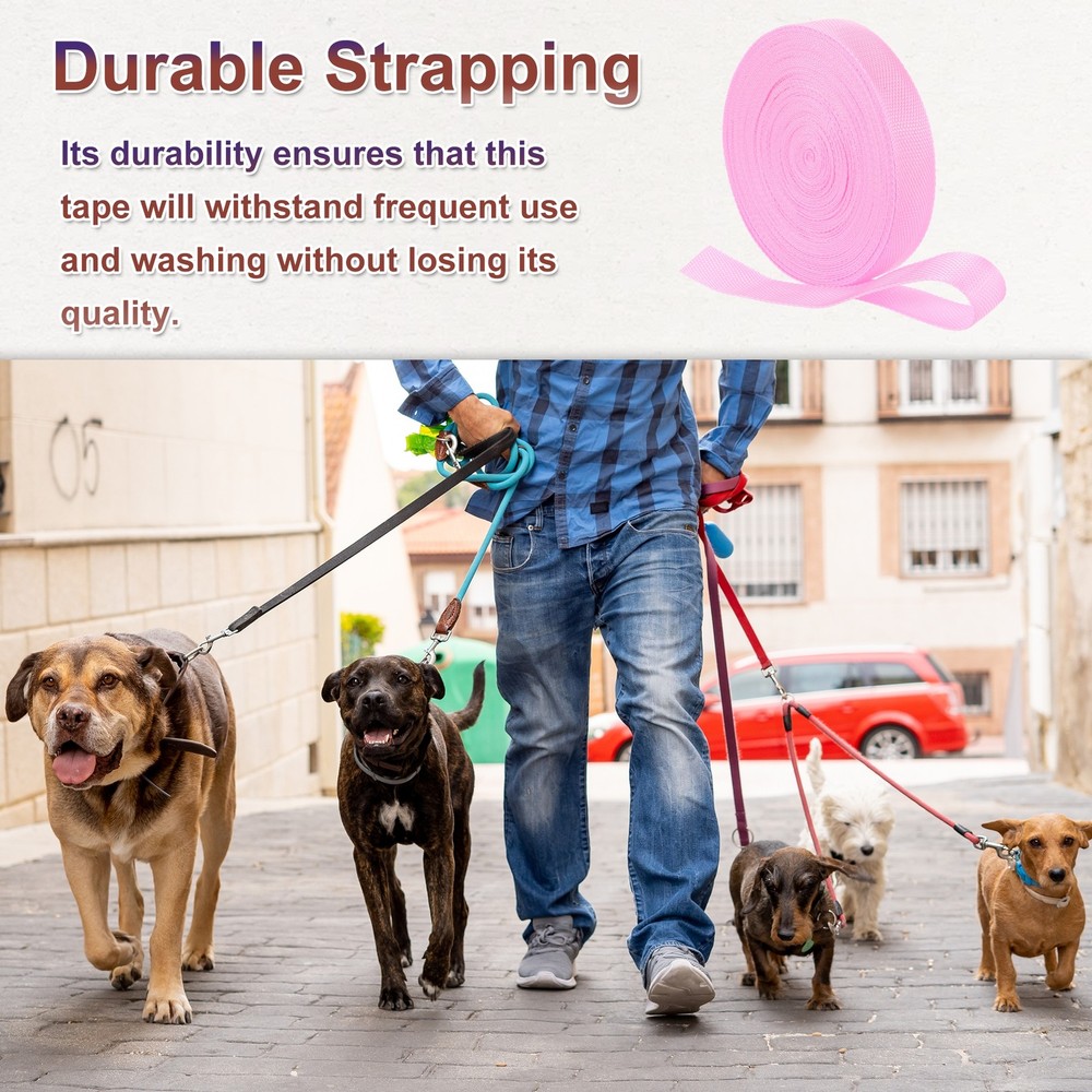 Nylon Webbing Strap, 22 Yards x 1-1/2" Polypropylene Flat Webbing Strap (Pink)