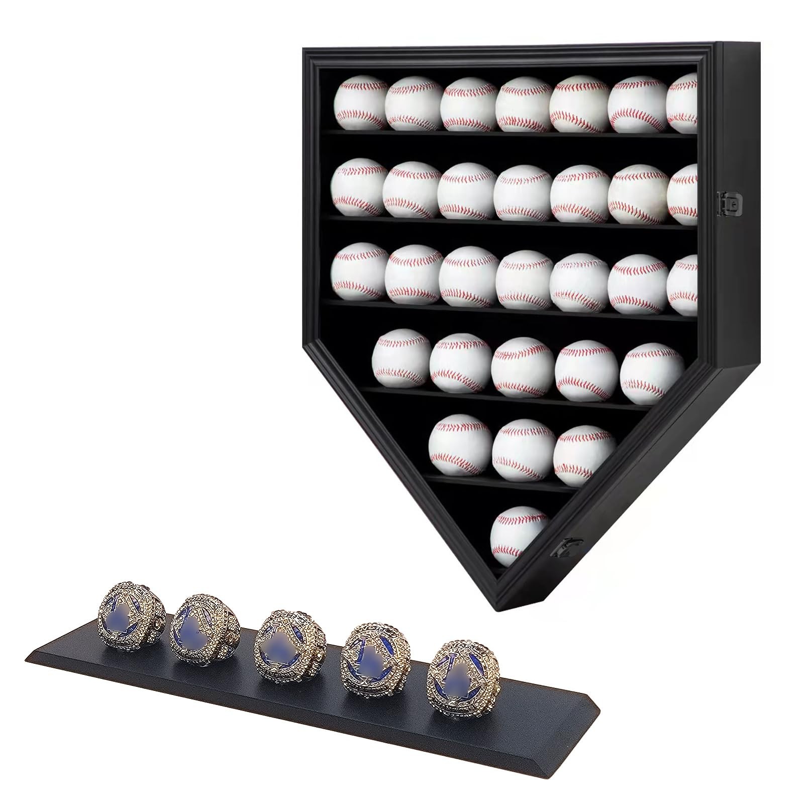 30 Baseball Display Case Wooden Baseball Holders for Balls Display Wall Mount...