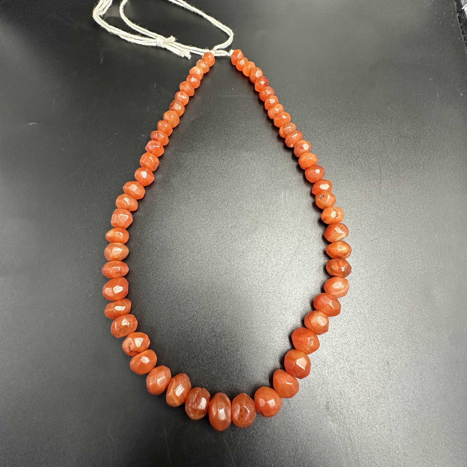 Vintage Himalayan Tibetan Carnelian Faceted Agate Beads Necklace