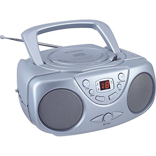 Proscan Portable CD Player with AM/FM Radio, Boombox (Silver)