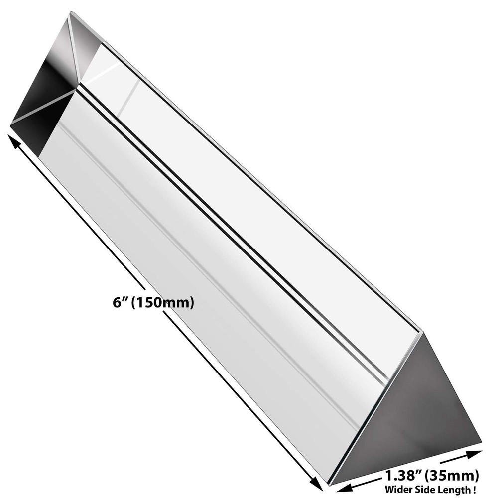 Amlong Crystal 6 inch Optical Glass Triangular Prism for Teaching Light Spectrum