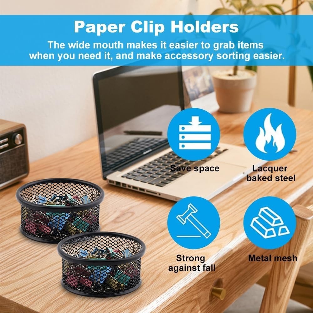 2 Pack Mesh Paper Clip Holder,Paperclip Holders Desk Binder Wire Mesh