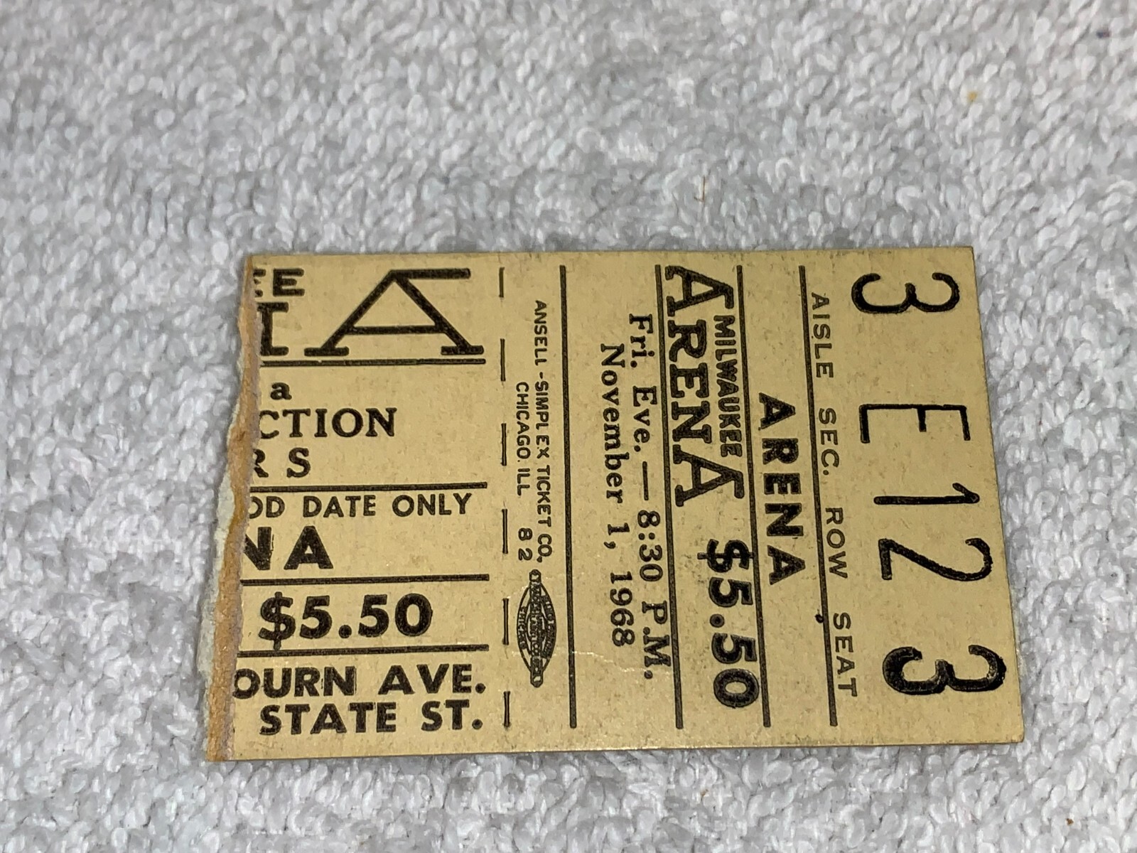 THE DOORS 1968 CONCERT TICKET JIM MORRISON MILWAUKEE Robby Krieger Ephemera USA