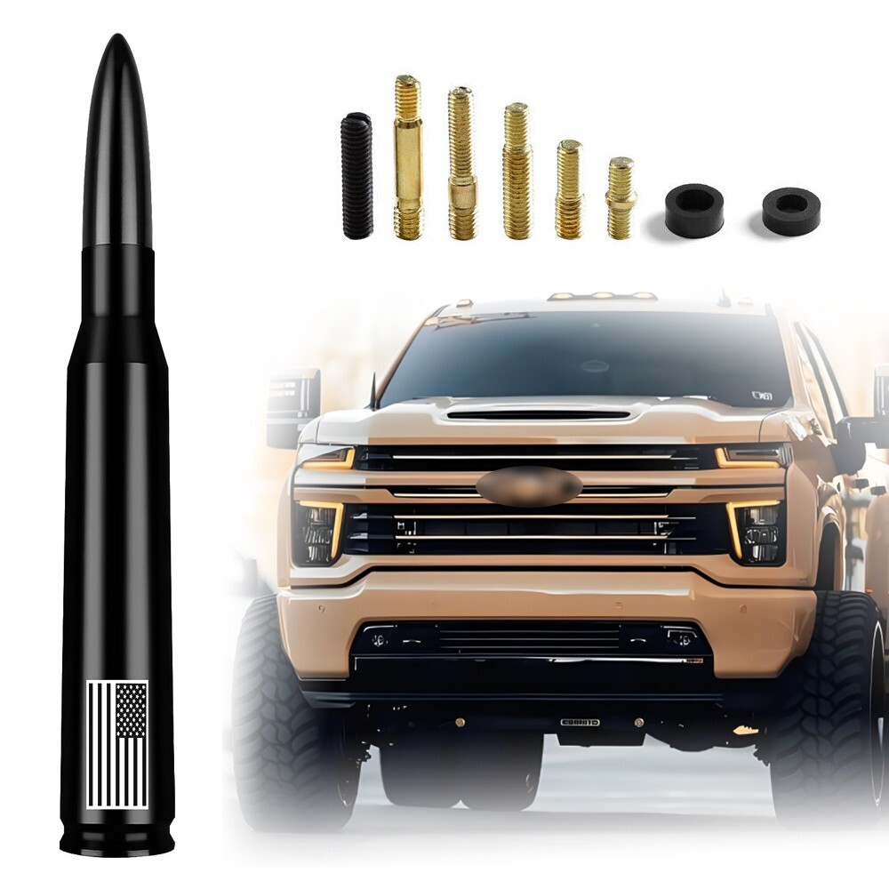 FLAG BULLET ANTENNA 50 CAL for CHEVROLET SILVERADO 1500/2500/3500/GMC SIERRA USA