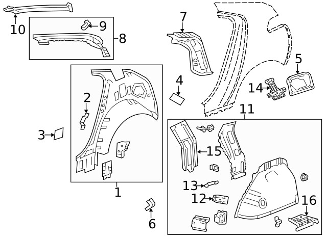 Genuine GM Passenger Side Quarter Inner Panel Bracket 20941153