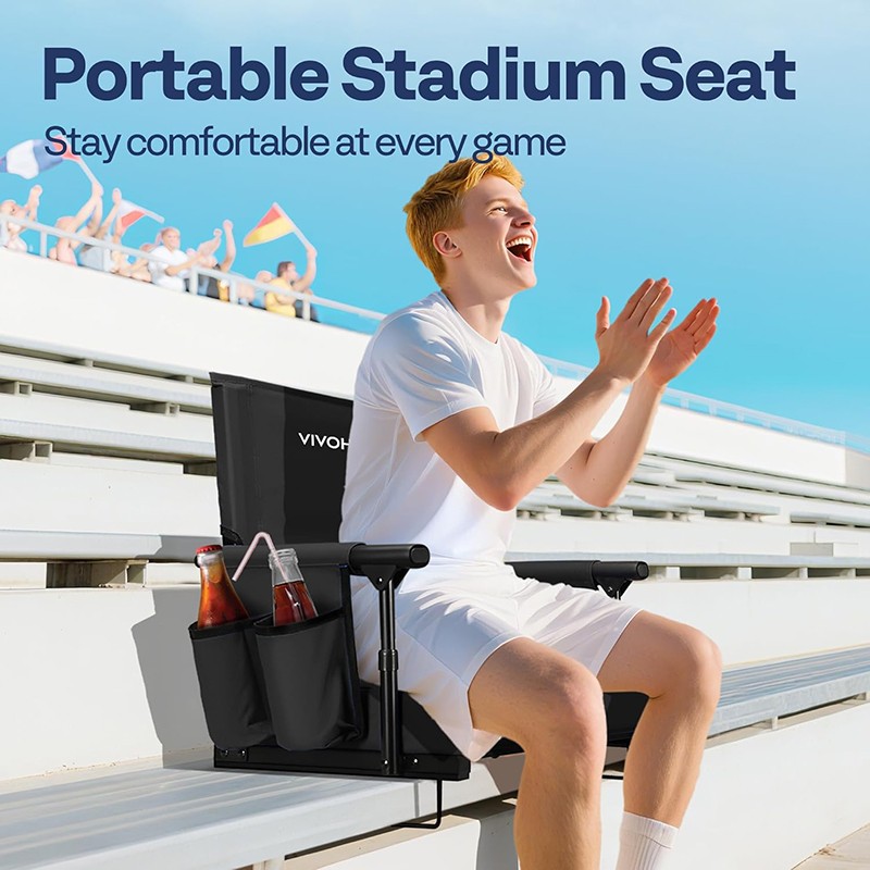 Stadium Seat Portable Folding Padded Stadium Seats for Bleacher Chair Cup Holder