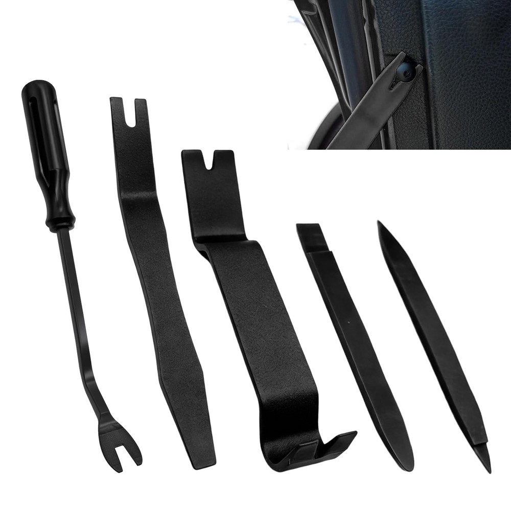 5PCS Auto Trim Removal Tool Kit, Plastic Pry Tool, No Scratch Plastic Black