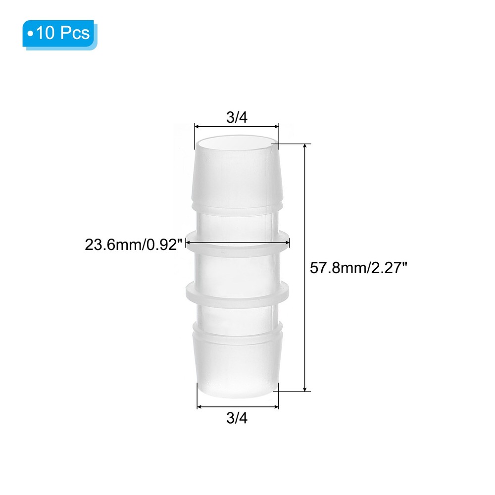 10 Pack 3/4" x 3/4" Plastic Hose Barb Fitting Thru-Bulk Pipe Connectors