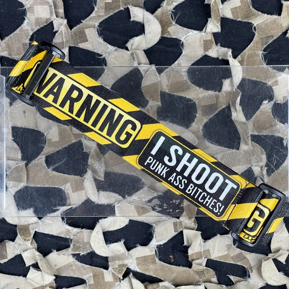 NEW KM Paintball Universal JT Goggle Strap - Caution Warning